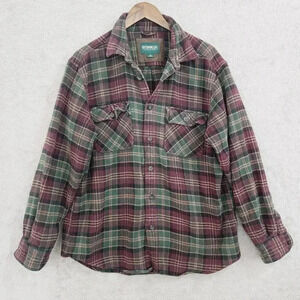Outdoor Life Men's Plaid Flannel Button up Shirt L Long Sleeve 19CT
